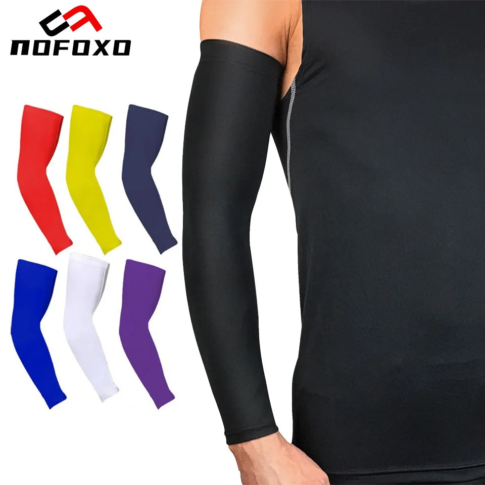 NOFOXO 1PCS Cooling UV Sun Protection Breathable Arm Sleeves Forearm Covers Anti-Slip Running Cycling Basketball Football