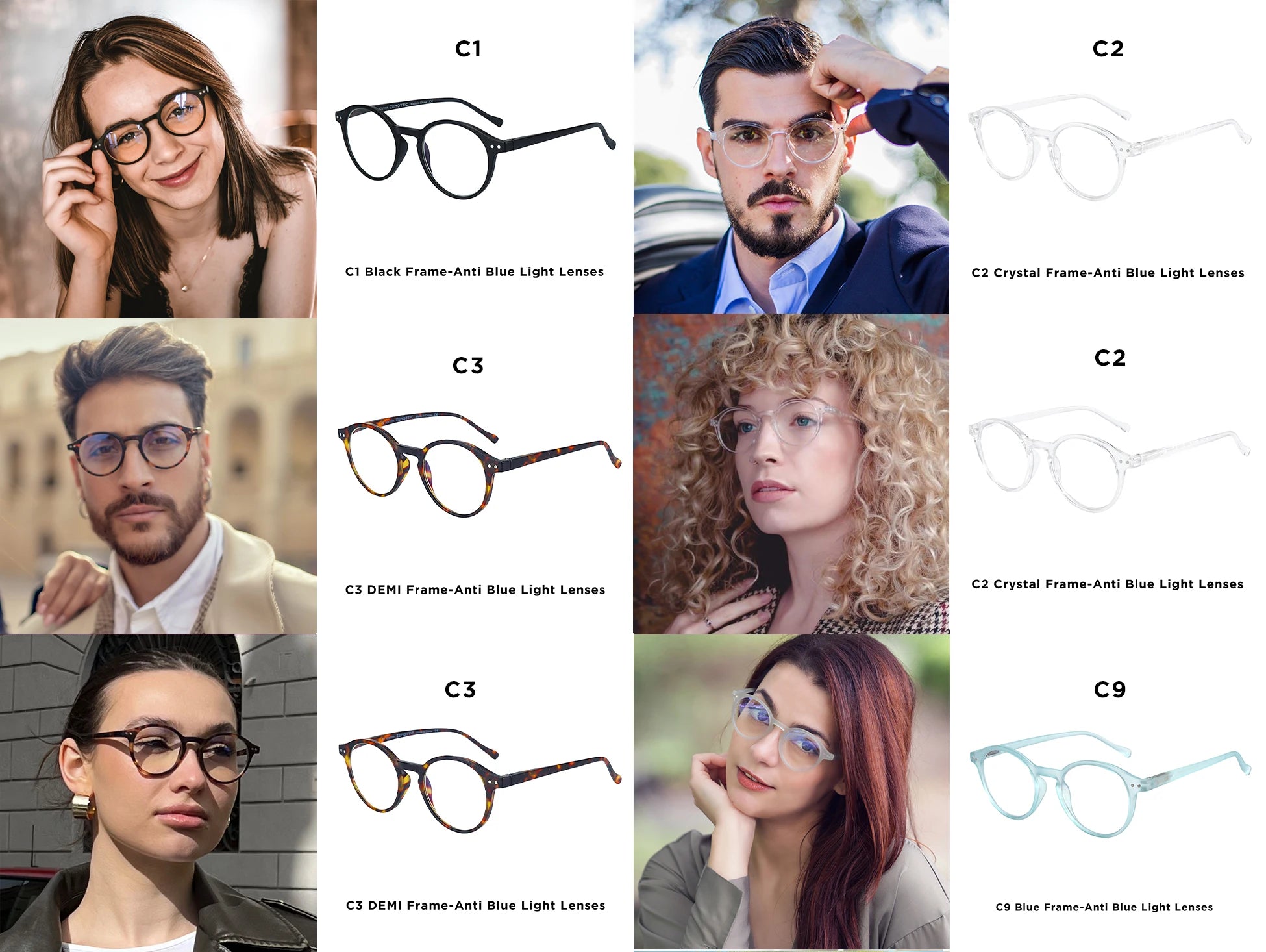 ZENOTTIC Round Anti Blue Light Blocking Reading Glasses Readers Fashion Transparent Frame Eyeglasses Women Men Diopter 0 to 4.0