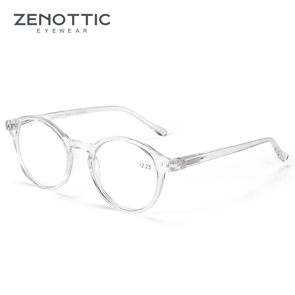 ZENOTTIC Round Anti Blue Light Blocking Reading Glasses Readers Fashion Transparent Frame Eyeglasses Women Men Diopter 0 to 4.0